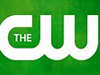 The CW logo features bold white lettering against a vibrant green background, representing the television network's branding and identity.